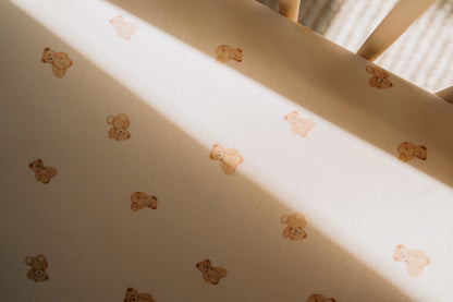 Tiny Teddy waterproof fitted sheet by Alora with Love